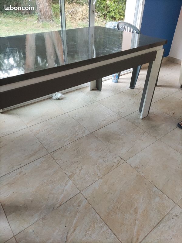 Table salle a manger vernis grise (image 1)