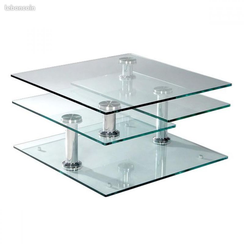 Table basse en verre / inox 80x80 (image 1)