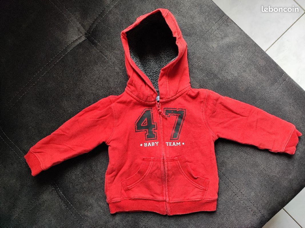 Sweat gilet capuche doublée polaire 6 mois (image 1)