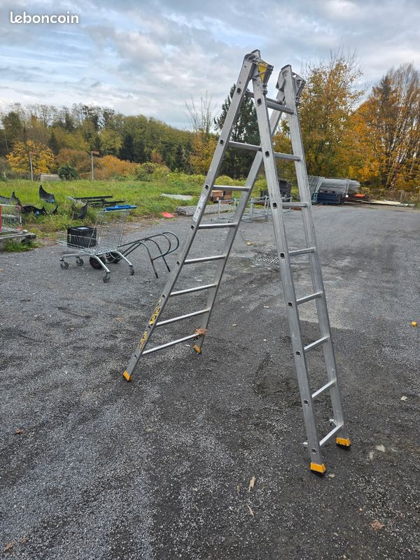 échelle double centaure T2 transformable en aluminium 2 plans 2 x 8 marches 5 mètres 15 (image 1)