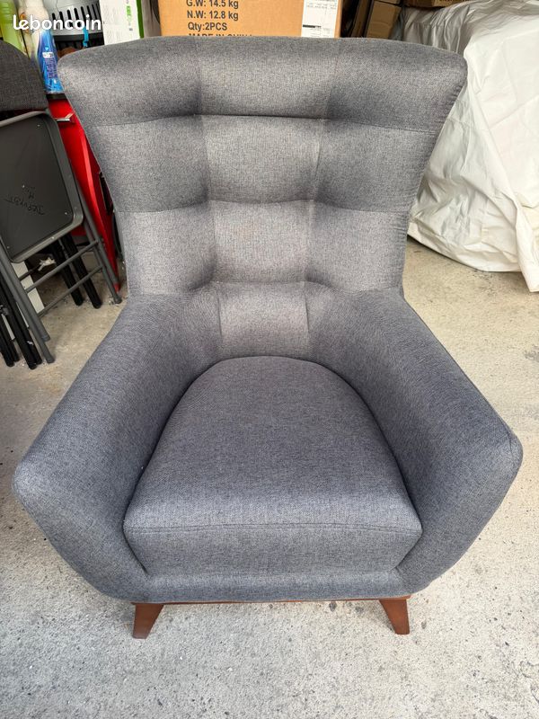 Fauteuil Victoria Gris Anthracite Style Scandinave – Quasi Neuf (image 1)