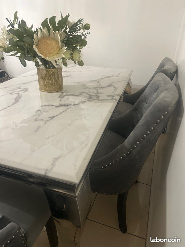 MARIEDAMM table, blanc marbré, 105 cm