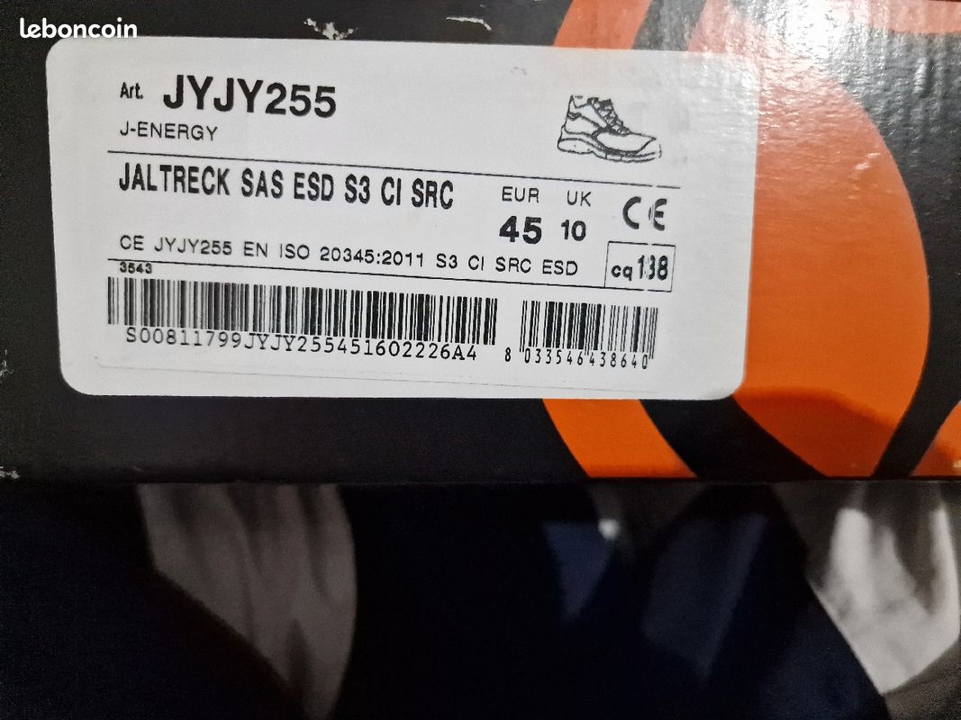Chaussures sécurité basket sécurité jallatte neuf jamais porté taille 45 (image 5)