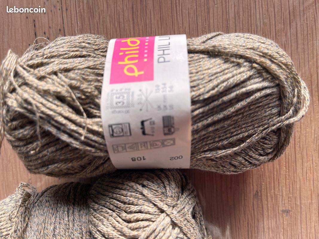 Lot De 10 Pelotes De Laine Acrylique Avec Lurex - Couleurs Marron Et Kaki - Fabriqué En France - Aiguilles 4/5