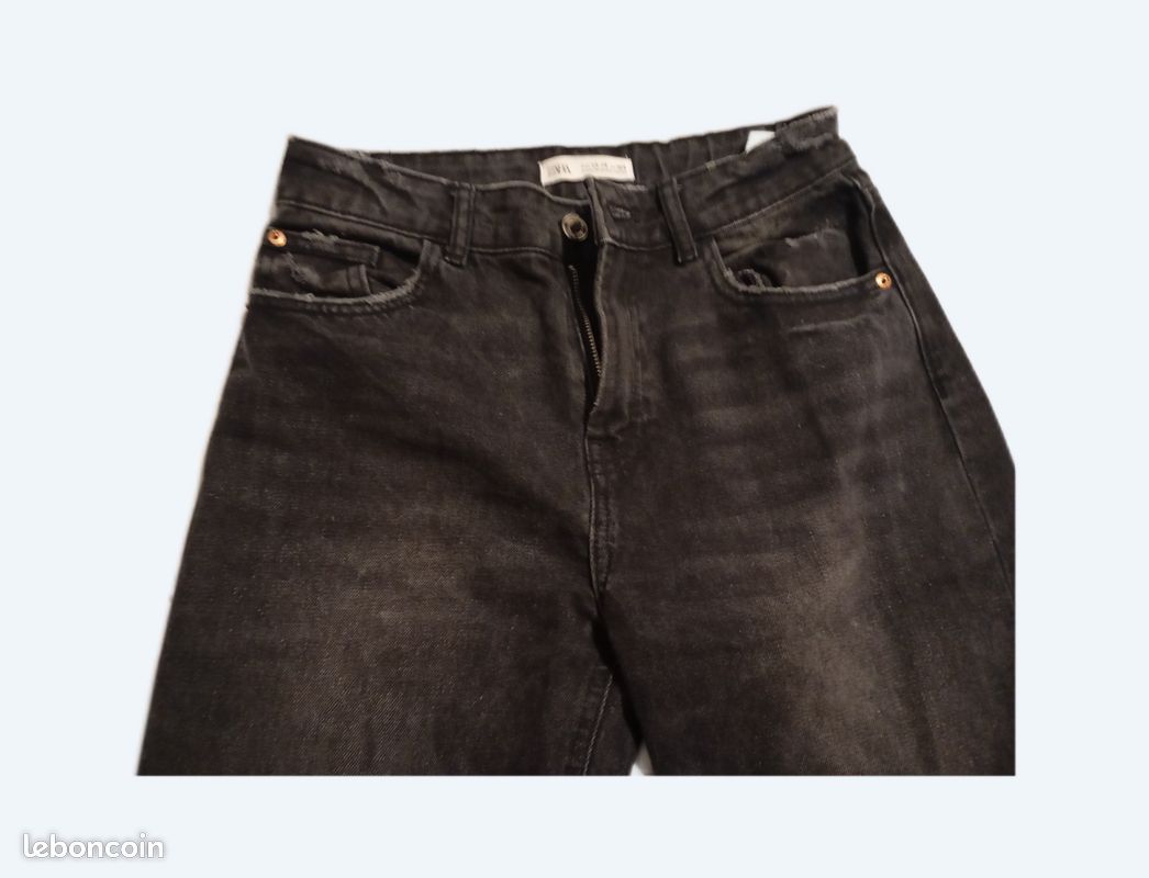 Pantalon Jeans ZARA Noir Pour Garçon 13-14 Ans - Occasion Très Bon état - Coupe Moulante