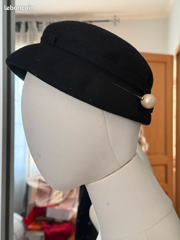 Vintage années 50 chapeau feutre noir (image 5)