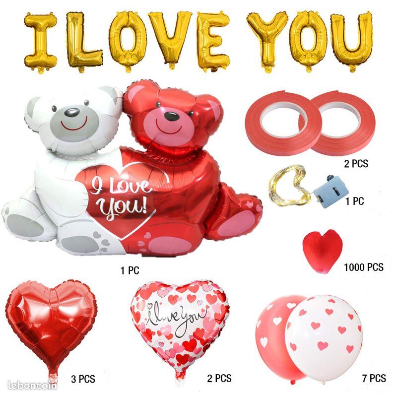 Ballon XXL Ours Love You - 100x65 Cm - Décoration Mariage, Anniversaire, Saint-Valentin