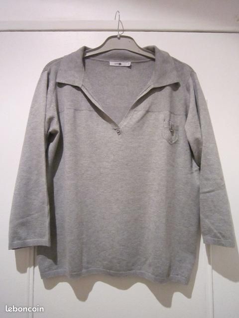 Pull gris col tunisien (image 2)
