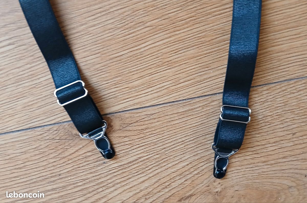 1 Porte Jarretelle à l'unité amovible détachable élastique blanc pois noir métal