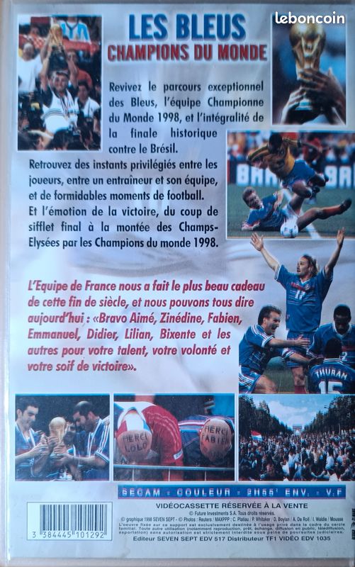 Cassette vidéo VHS Les Bleus Champions Monde 98 (image 2)