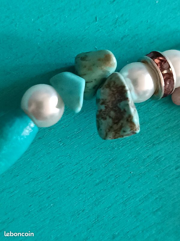 Bracelet Turquoise /Jade.de pierres véritables/ résines. Unique Aphrodisies Bijoux (image 4)