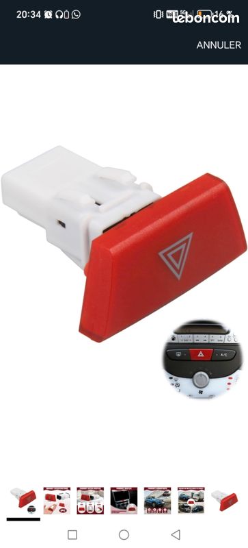 Interrupteur De Feux De Détresse 6490NG Pour Peugeot 107/Citroën C1/Toyota Aygo 2005-2014 - Blanc Et Rouge