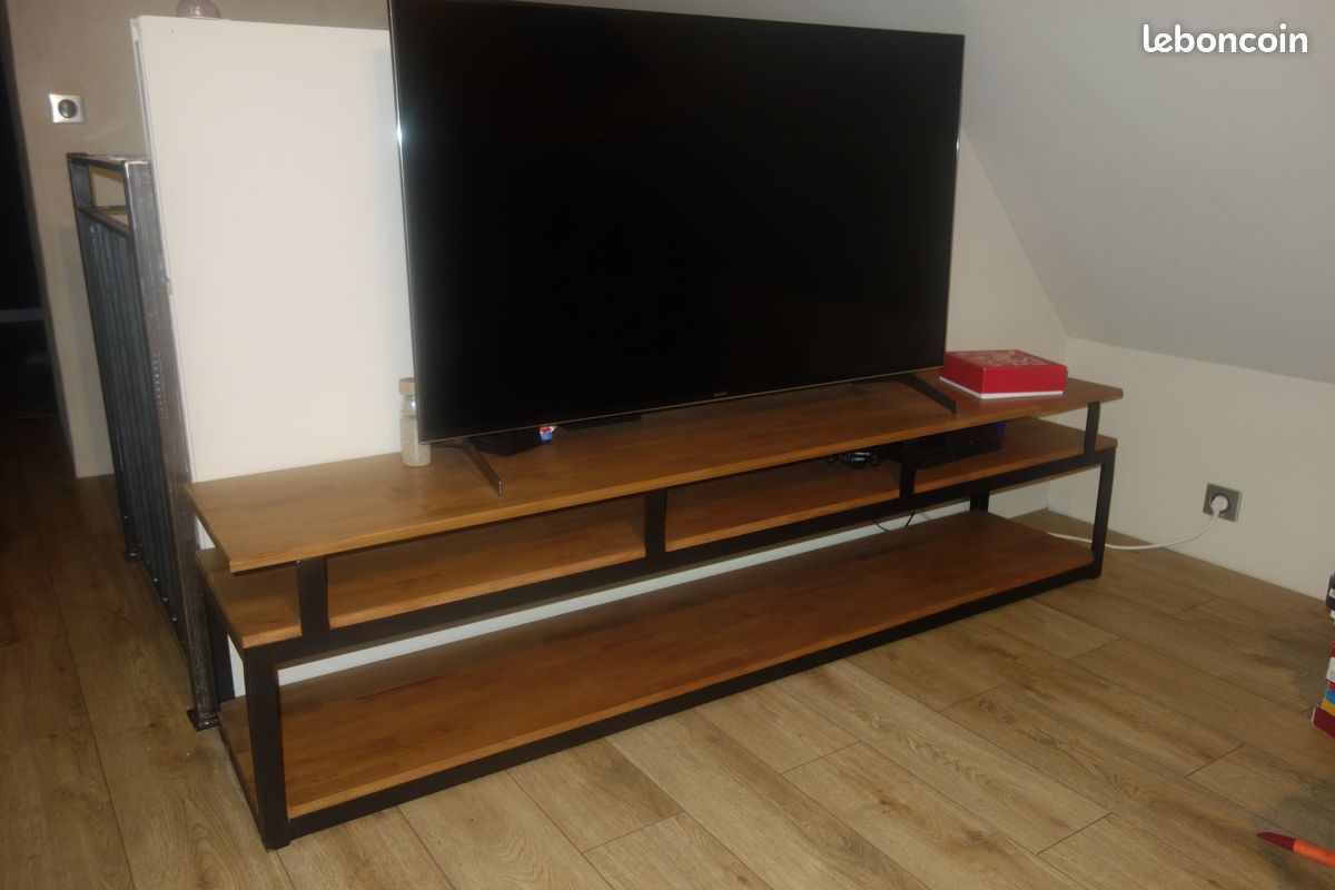 Meuble tv acier bois (image 3)