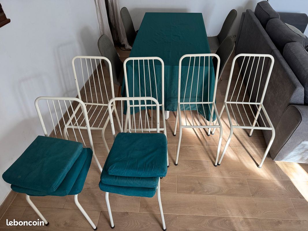 Lot de 6 chaises en fer blanches vintage (image 3)