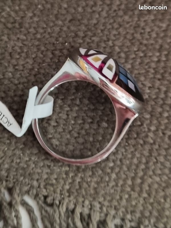 Jolie bague acier et nacre cadeau reçu jamais utilisé taille 60 (image 10)