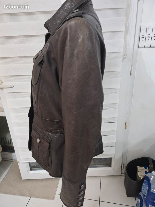 Veste cuir de super qualité skipper couleur marron taille 40 (image 6)
