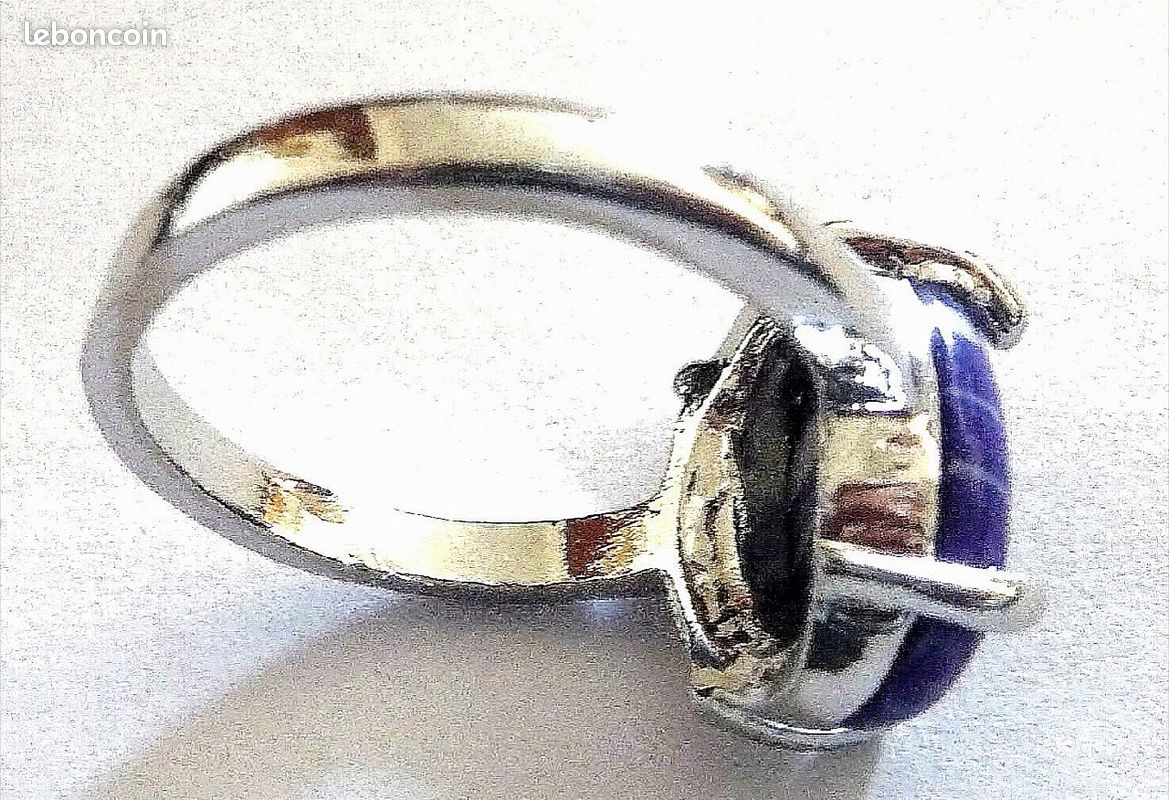 Trés belle bague en pierre gemme bleue ovale (image 5)