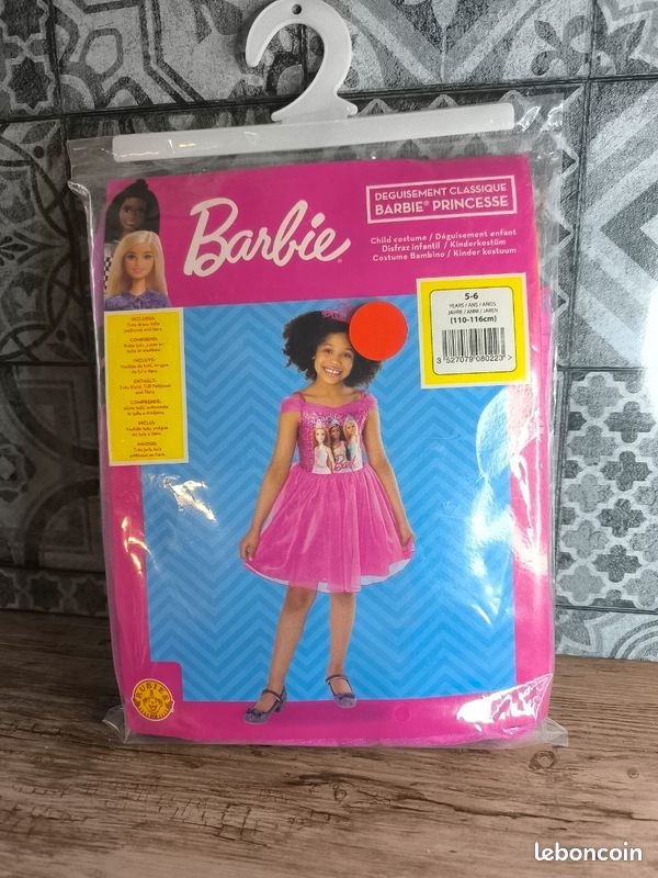 Halloween Déguisement Barbie Princesse 5/6 ans 110/116 cm