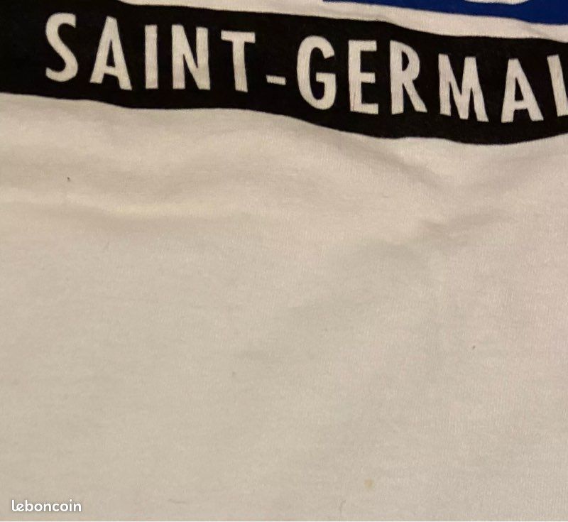 T-shirt PSG Signé Marco Simone - Taille L, Blanc, Hanes, Avant 2000