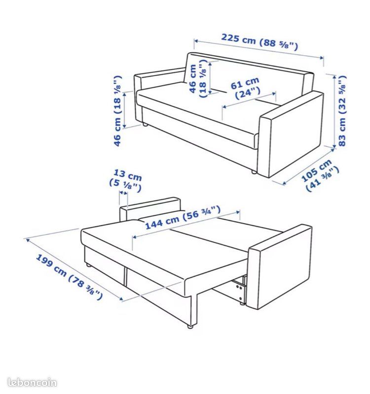 Canapé 3 places IKEA avec coffre de rangement et repose pieds (image 2)