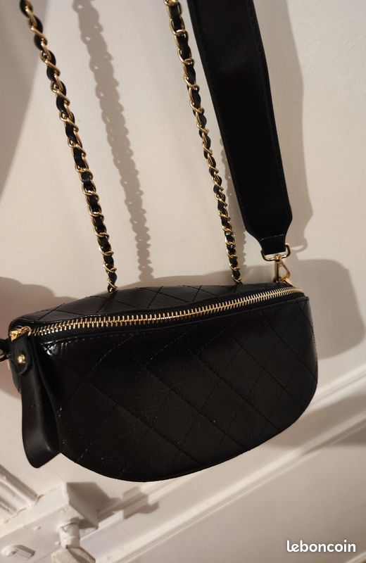 Petit sac noir banane bandoulière femme (image 2)