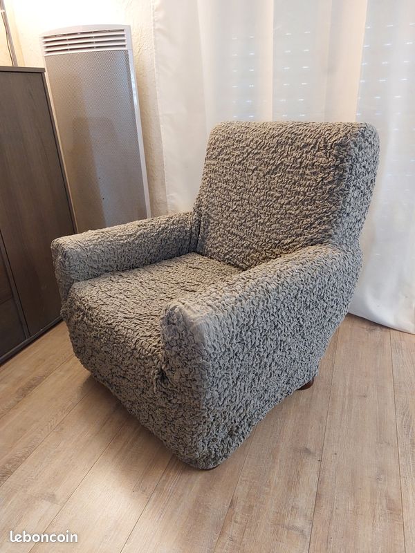 6 housses de canapé et de fauteuil extensibles - fabrication ITALIENNE - 3 housses NEUVES + 3 housses TBE (image 5)