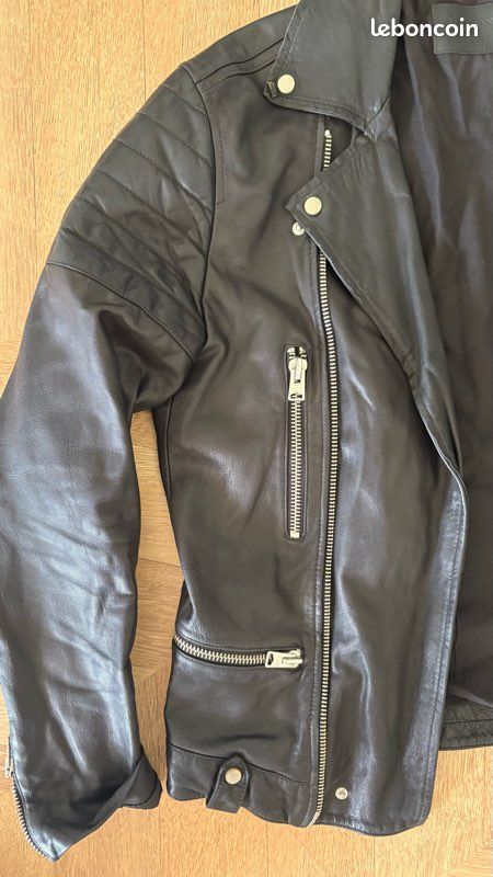 Blouson en cuir noir Rock de AllSaints (Small) (image 3)