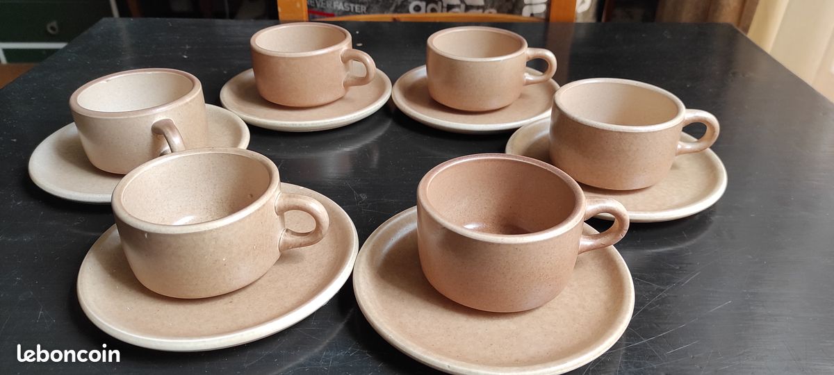 MÄSER Cordelia - Service Café 12 Pièces Grès 6 Tasses 220 Ml + 6 Soucoupes Sable Naturel Élégant