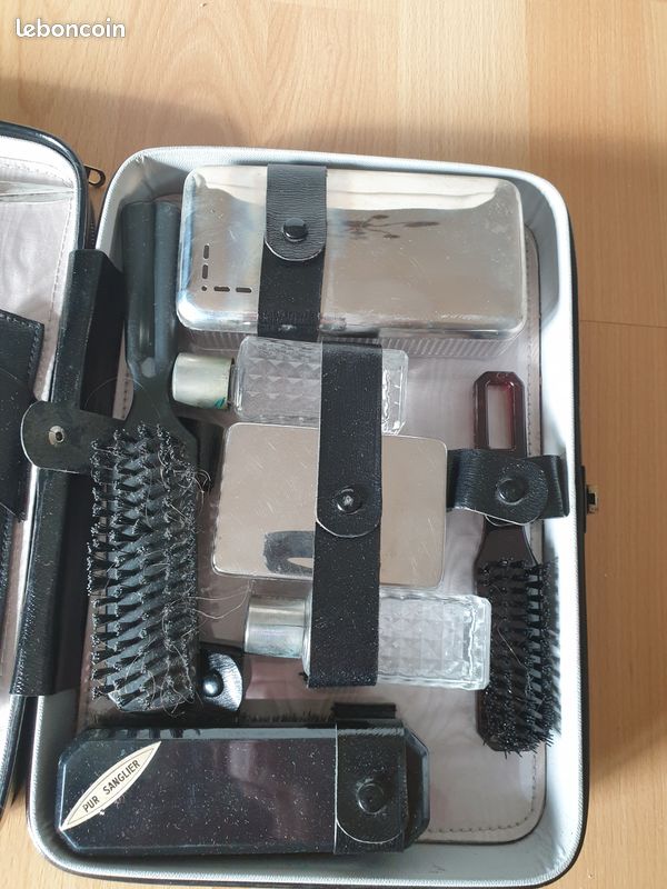 Trousse de toilette de voyage ancienne noire (image 4)