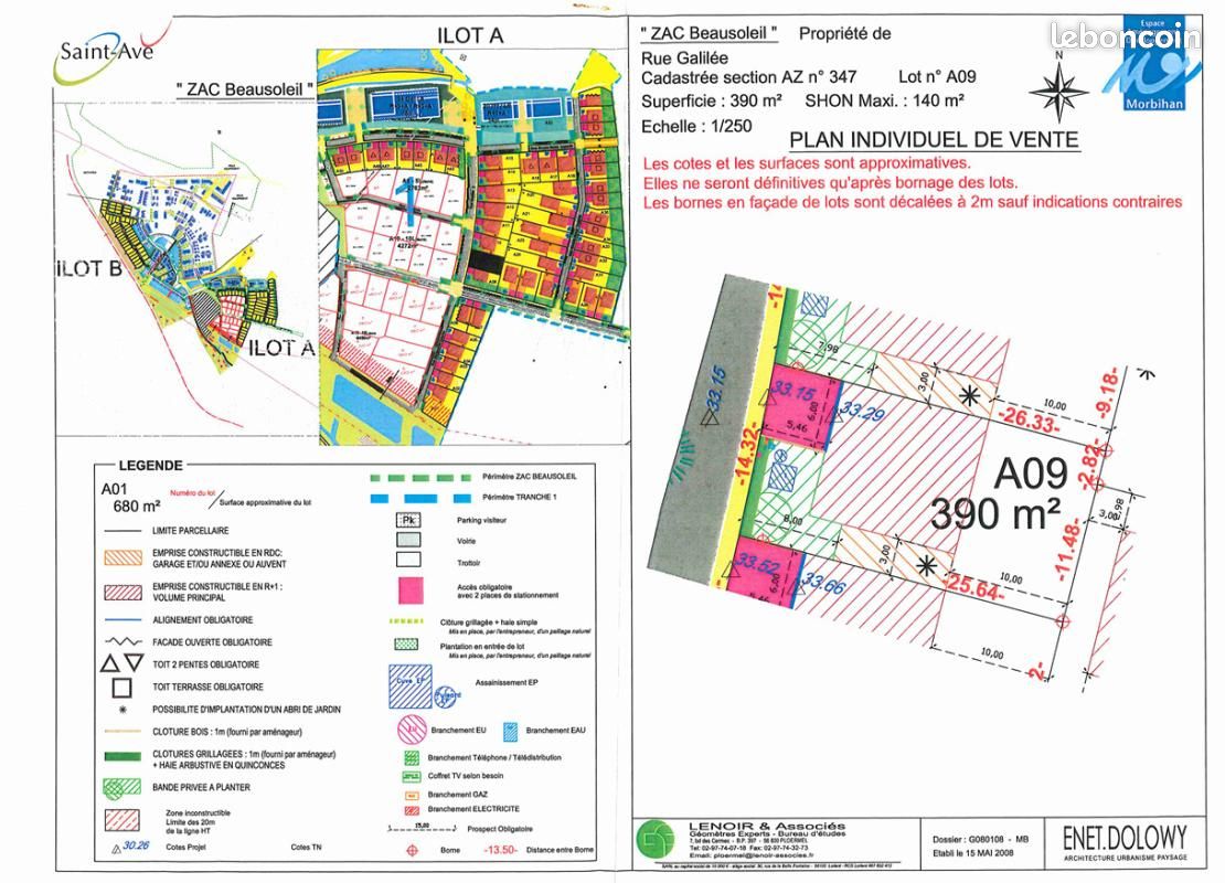 Terrain 390 m² Saint Ave · à Saint-Avé · 144 000 €