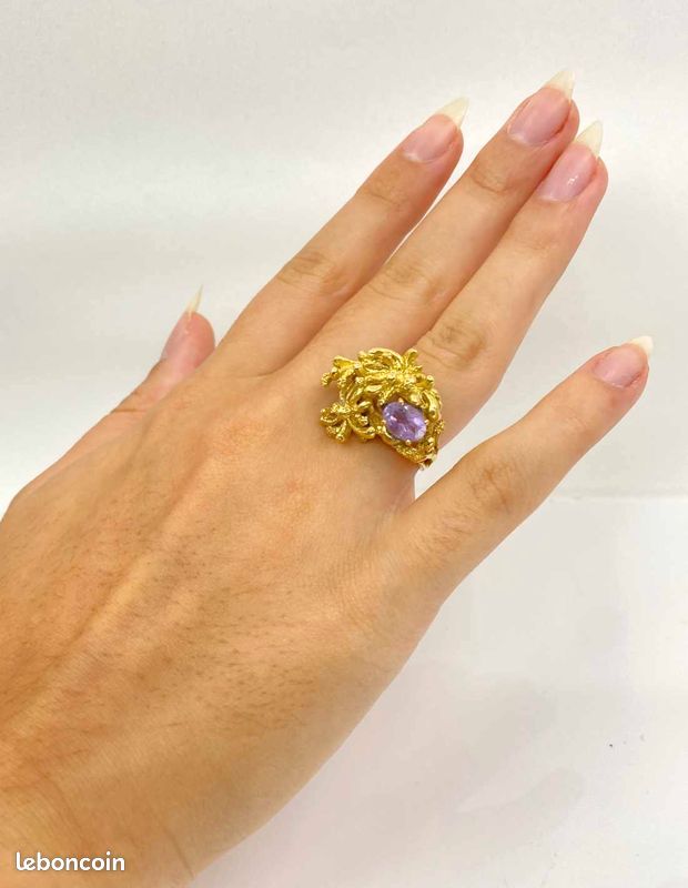 Bague Créateur Or Jaune Amethyste Montres Bijoux