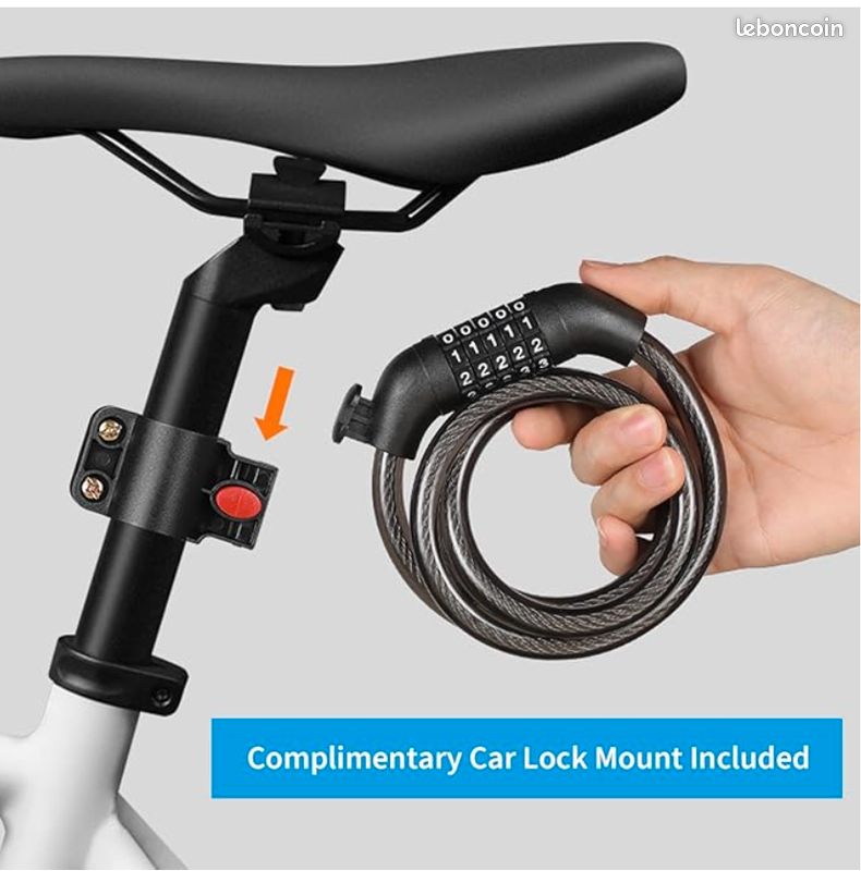 Antivol Double Tête Pour Trottinette Et Vélo - Câble Acier 105cm Avec Code à Combinaison