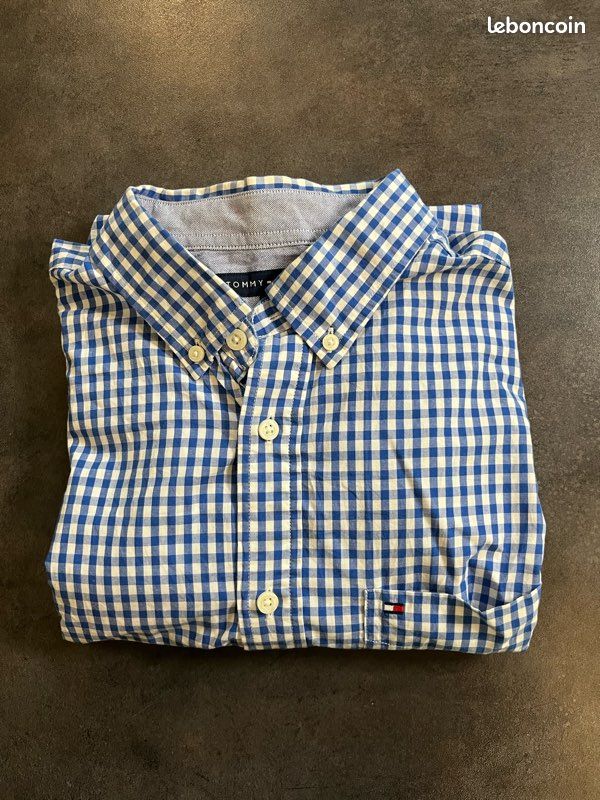 Chemise vichy bleu Tommy Hilfiger taille M (image 1)