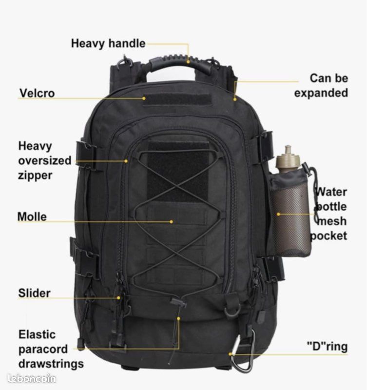 Sac à Dos Tactique Militaire 22L - Marque Gontex, Modèle Ghost 2, Waterproof