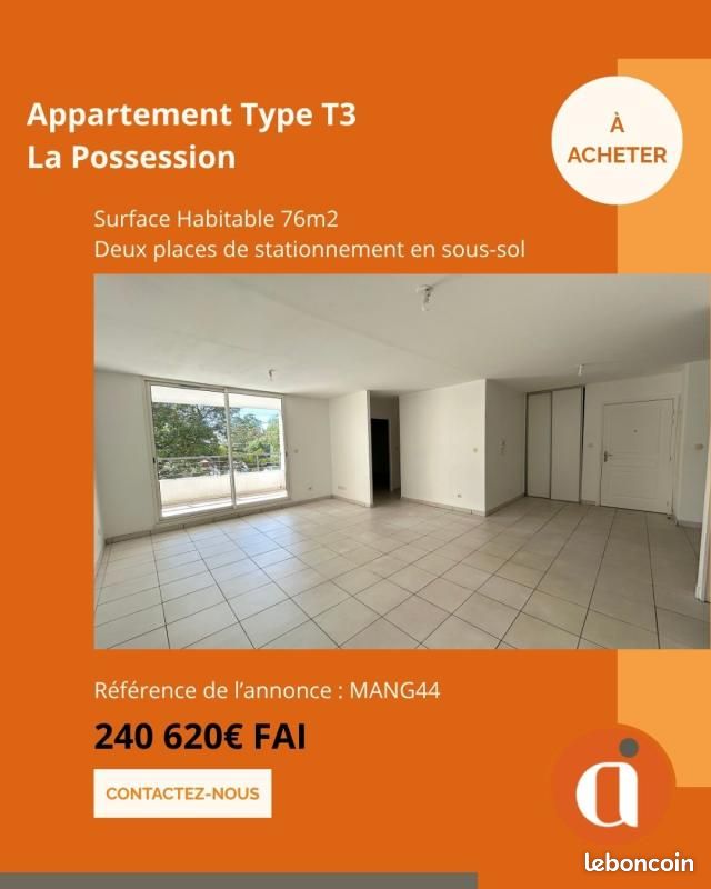 Appartement 3 pièces 76 m² · à La Possession · 76 m² · 240 620 €