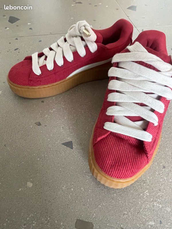 Baskets Fenty x Puma – Velours côtelé rouge Chaussures