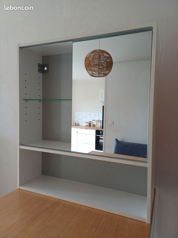 Meuble haut de salle de bain avec porte miroir coulissante (image 1)