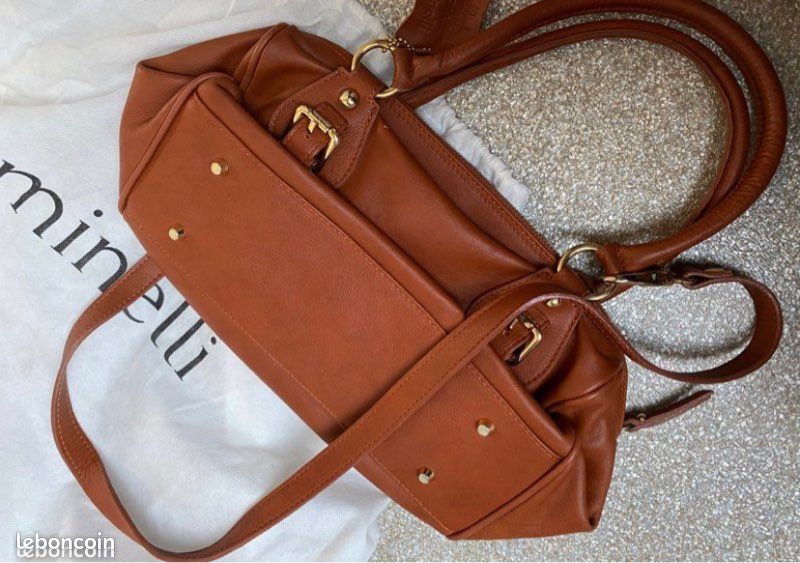 Sac bowling cuir Minelli cognac NEUF (image 3)