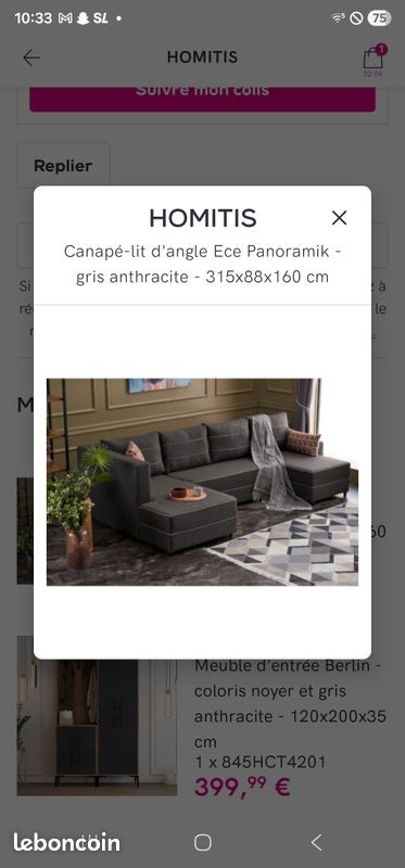 Canapé U avec coffre en bon état (image 1)