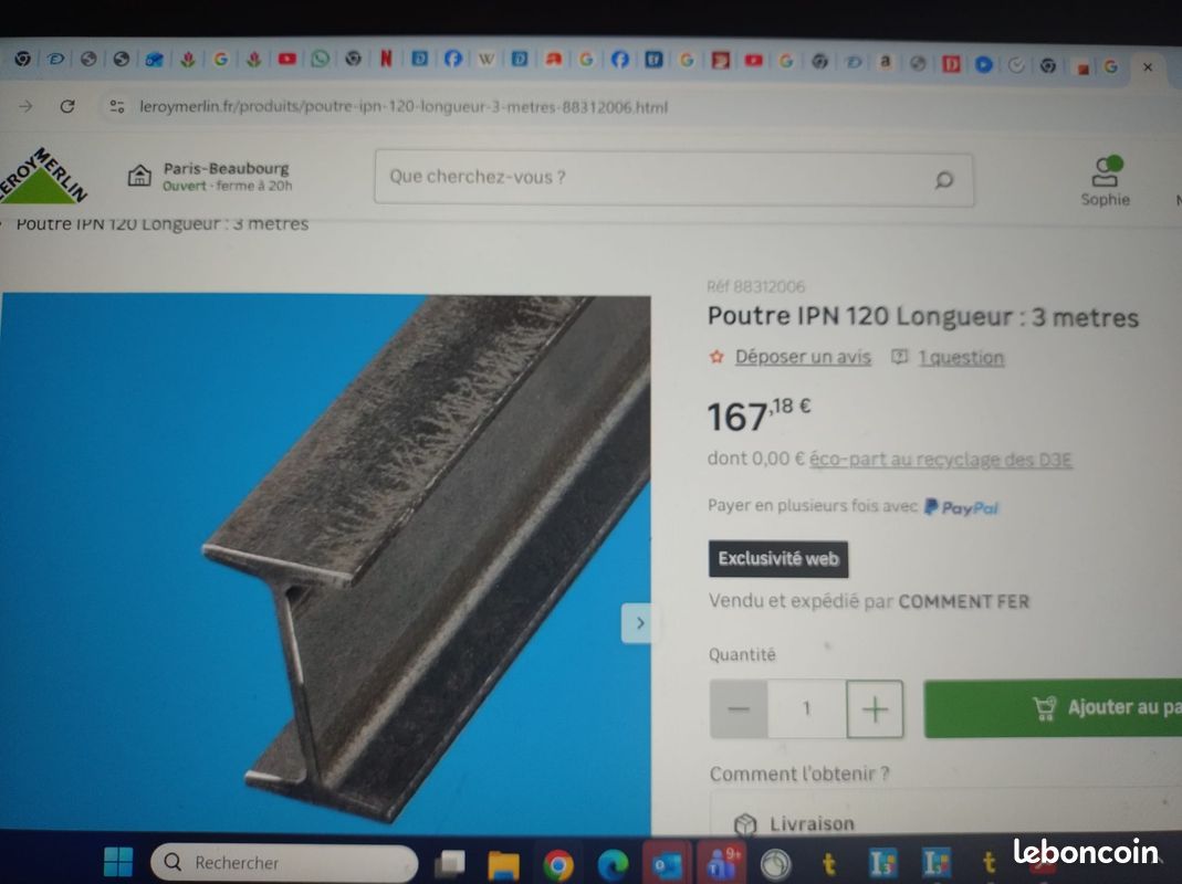 Poutre IPN 120 longueur 3 m - encore dans emballage (image 1)