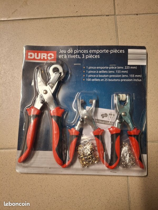Kit De 3 Pinces à œillets Et Boutons Pression Avec Accessoires - Pour Fixation Rapide Sur Tissu - Neuf