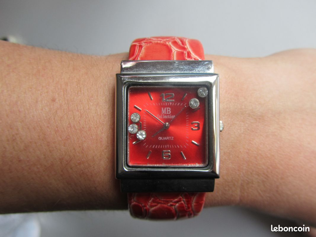 Montre Bracelet MB Collection Quartz rouge/rose diamant Très bon état (image 1)