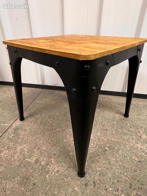 Jolie table basse industrielle effet vintage rivet indus bois & metal stable (image 8)