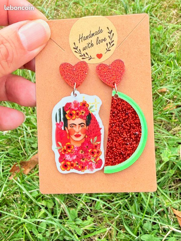 Boucles d’oreilles Frida Kahlo pastèque (image 3)