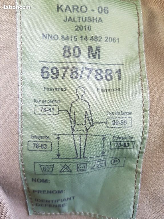 #800# NEUF treillis complet haut + bas F2 tta Armée taille M (image 5)