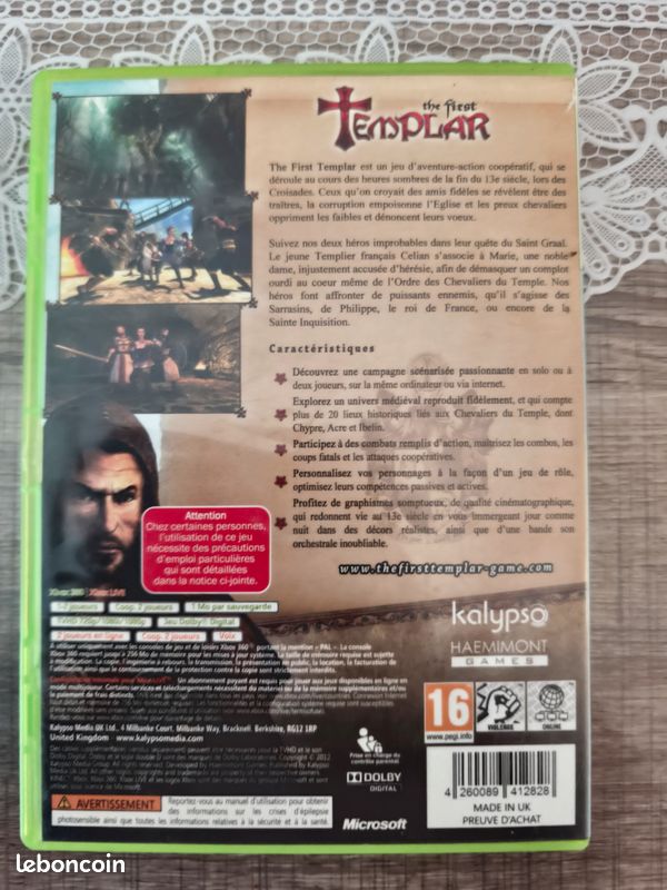 Jeu The First Templar – Xbox 360 Version PAL FR, Bon état, Manuel Inclus