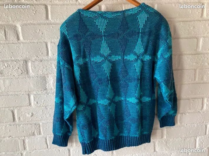 Pull femme vintage jolies mailles Made in France années 70 (image 3)