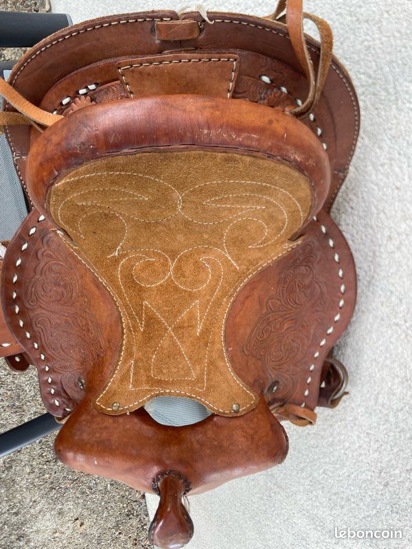 Selle Western Vintage 14 Pouces En Cuir Marron - Pour Pièces Ou Restauration