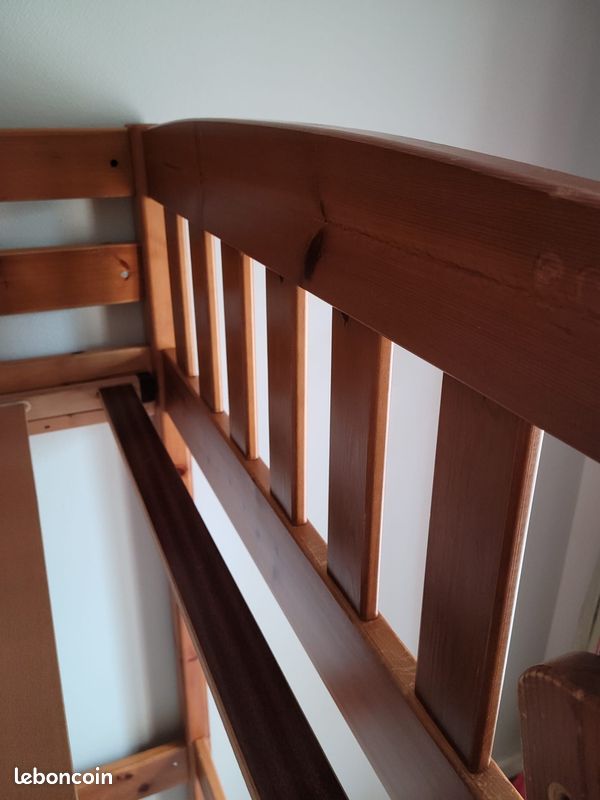Lit Mezzanine 1 Place Bois – Avec Sommier à Lattes – Dimensions H175 L210 L102