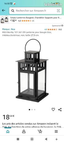Lanterne IKEA Borrby Bougie Bloc - Noir 27.9cm - Intérieur/Extérieur - Acier Et Verre